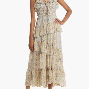 Charming Floral Maxi Dress with Ruffle Straps